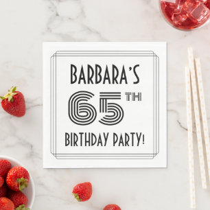 Art Deco Inspired 65th Birthday Party, Custom Name Napkin