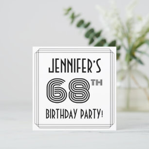 Art Deco Inspired 68th Birthday Party, Custom Name Invitation