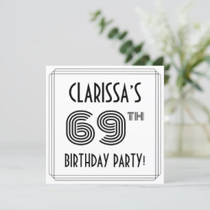 Art Deco Inspired 69th Birthday Party, Custom Name Invitation