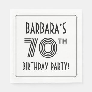 Art Deco Inspired 70th Birthday Party, Custom Name Napkin