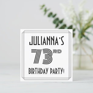 Art Deco Inspired 73rd Birthday Party, Custom Name Invitation