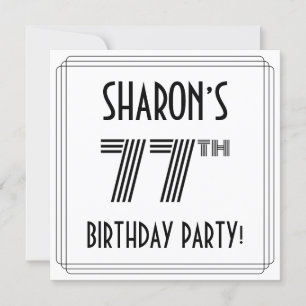Art Deco Inspired 77th Birthday Party, Custom Name Invitation
