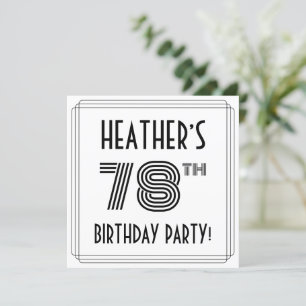 Art Deco Inspired 78th Birthday Party, Custom Name Invitation