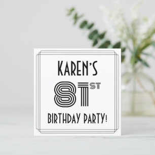 Art Deco Inspired 81st Birthday Party, Custom Name Invitation
