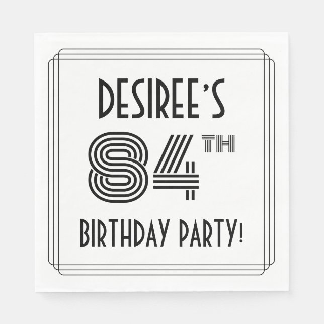 Art Deco Inspired 84th Birthday Party, Custom Name Napkin (Front)
