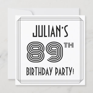 Art Deco Inspired 89th Birthday Party, Custom Name Invitation