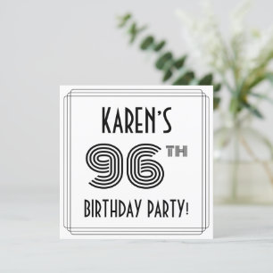 Art Deco Inspired 96th Birthday Party, Custom Name Invitation