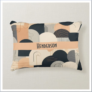 Art Deco Inspired Design in Peach & Black Decorative Cushion