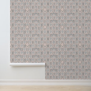 Art Deco Inspired Floral Geometric Pattern Wallpaper