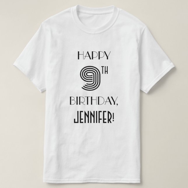 Art Deco Inspired Look 9th Birthday Party Shirt (Design Front)