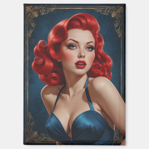 Art-Deco inspired Redhead Pin-Up Magnet