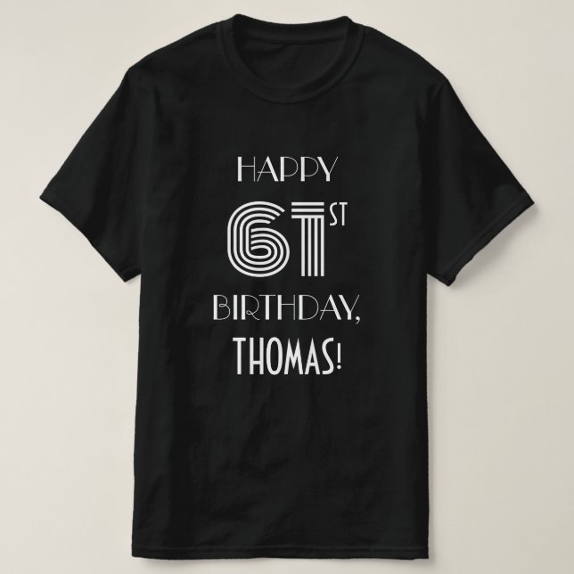 Art Deco Inspired Style 61st Birthday Party Shirt (Design Front)