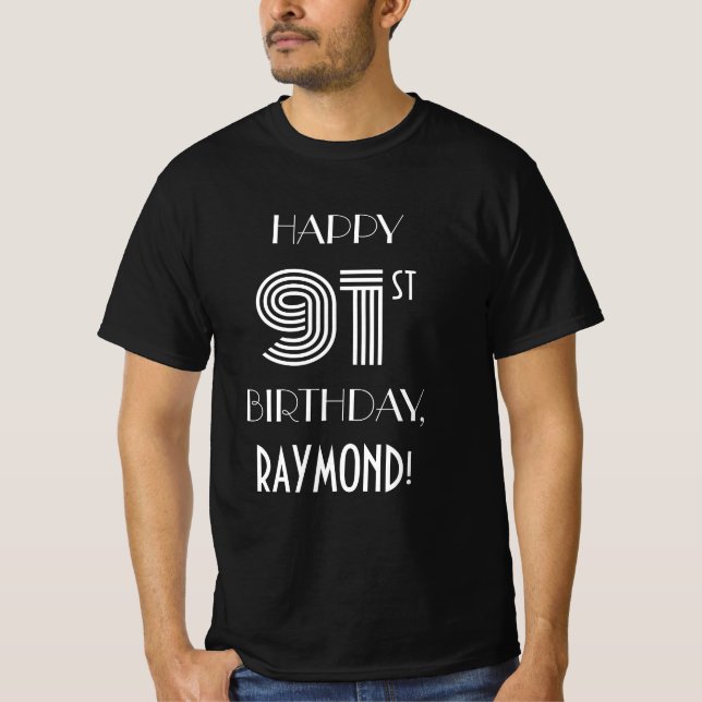Art Deco Inspired Style 91st Birthday Party Shirt (Front)