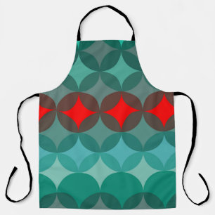 art deco inspired teal & red abstract apron