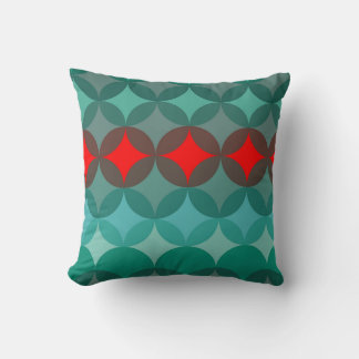 art deco inspired teal & red abstract cushion