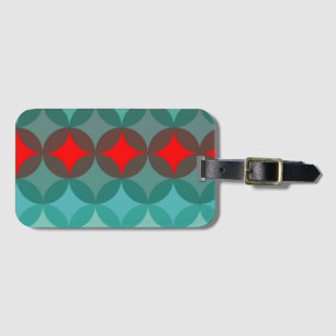 art deco inspired teal & red abstract luggage tag