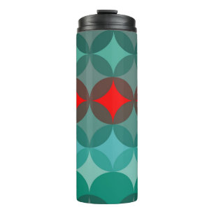 art deco inspired teal & red abstract thermal tumbler