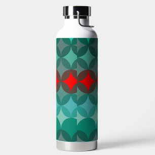 art deco inspired teal & red abstract water bottle