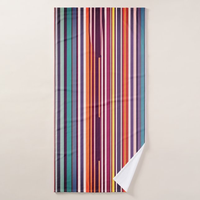 Art Deco Inspired Vertical Stripe Pattern Bath Towel Set (Bath Towel)