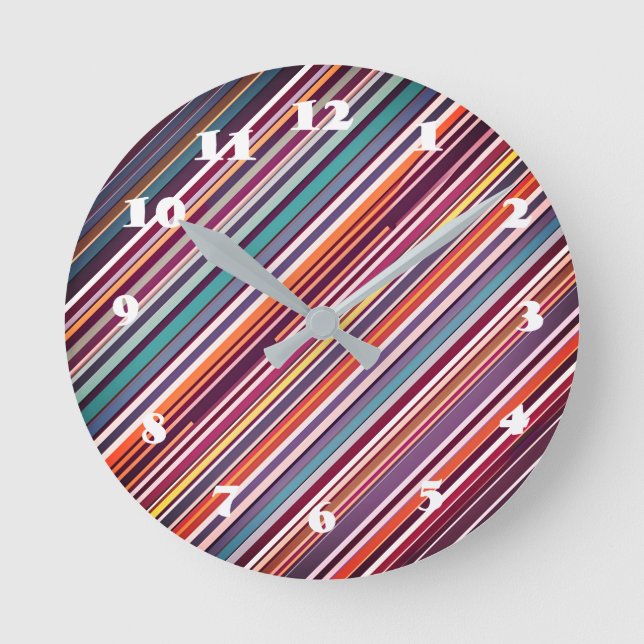 Art Deco Inspired Vertical Stripe Pattern Round Clock (Front)