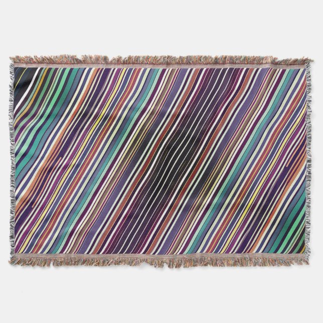 Art Deco Inspired Vertical Stripe Pattern Throw Blanket (Front)