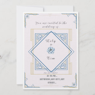Art deco inspired wedding invitation