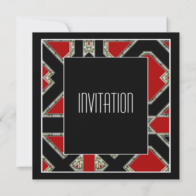 Art Deco Invitation Red Black (Front)