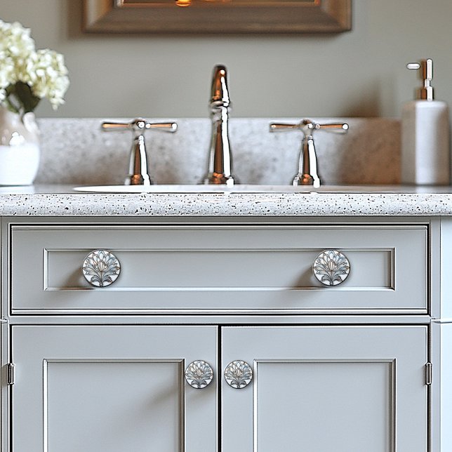  Art Deco Iridescent Glass Flower Amber Beads Ceramic Knob (Creator Uploaded)