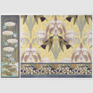 Art Deco Irises Floral Decoupage Paper