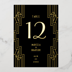 Art Deco Ironwork Black Gold Wedding Table Number