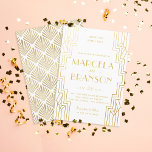 Art Deco Ironwork Faux Gold Wedding Invitation<br><div class="desc">Customise the text and remove the backer pattern if desired.</div>