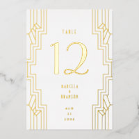 Art Deco Ironwork Gold Wedding Table Number