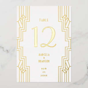 Art Deco Ironwork Gold Wedding Table Number