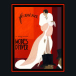 Art deco Italian fashion magazine Femina illustrat Poster<br><div class="desc">An elegant art deco illustration from italian fashion illustrator, Leon Benigni. Winter fashion Illustration by benigni.</div>