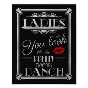 art deco, ladies Bathroom sign, wedding sign
