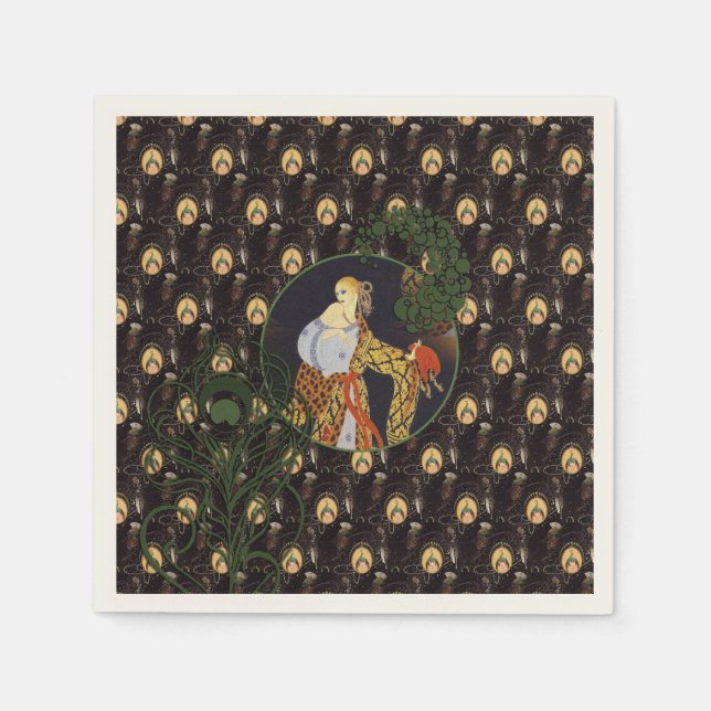 Art Deco ladies Cocktail Paper Napkins (Front)