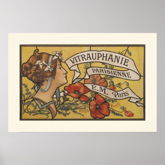 Art Deco Lady and Flowers Poster (Front)