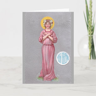 Art Deco Lady Christmas Postcard Circa 1909