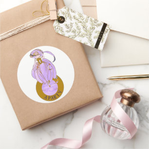 ART DECO LADY CLASSIC ROUND STICKER