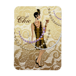 Art Deco Lady Gold Lace Magnet