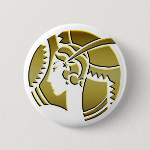 Art Deco Lady in Gold 6 Cm Round Badge