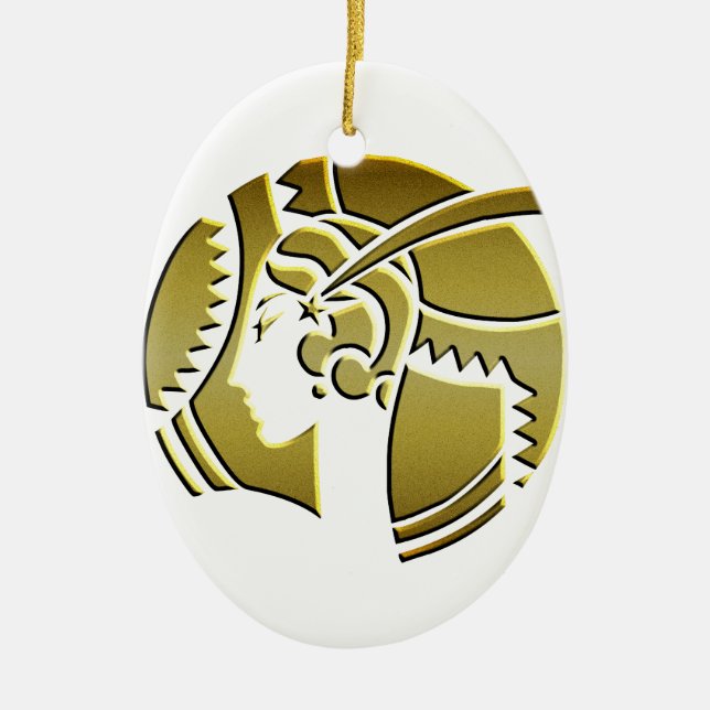 Art Deco Lady in Gold Ceramic Ornament (Front)