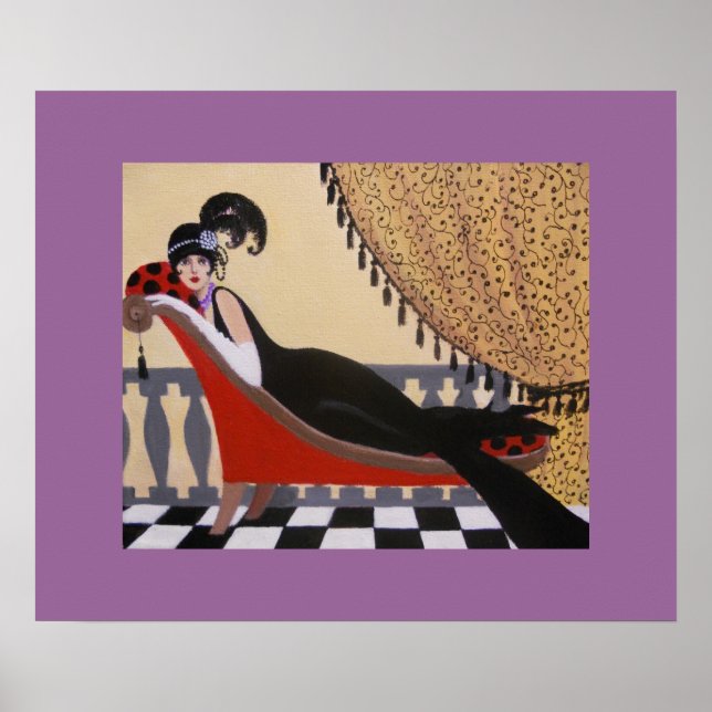ART DECO LADY ON A LOUNGE POSTER (Front)