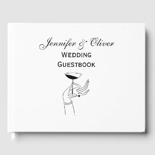 Art Deco Lady’s Hand Holding Champagne Glass Guest Book