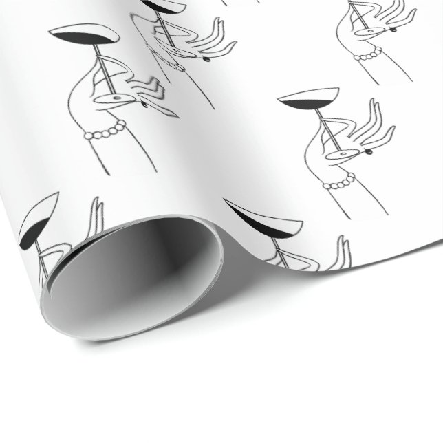 Art Deco Lady’s Hand Holding Champagne Glass Wrapping Paper (Roll Corner)