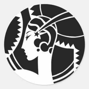 Art Deco Lady Silhouette Geometric Vintage Classic Round Sticker