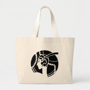 Art Deco Lady Silhouette   Geometric Vintage Large Tote Bag