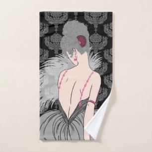 Art Deco Lady with Damask - BIANCA: Winter Greys Hand Towel