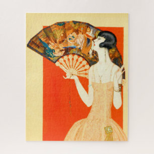 art deco lady with fan jigsaw puzzle