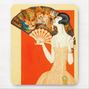 art deco lady with fan mouse pad